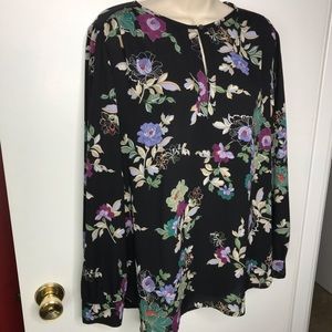 LOFT gorgeous black floral blouse size L